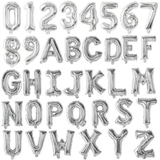 16" 40" Inch Silver Number Alphabet A-Z Letter Foil Balloon Birthday Baby Shower