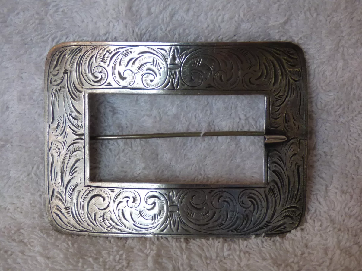Antique Sterling Silver Art Nouveau Buckle Sash PIN Brooch 29.8