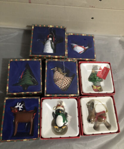 Accessorize Marcel Schuman Hand Painted Holiday Ornament Bundle Lot Reindeer ￼ - Afbeelding 1 van 5