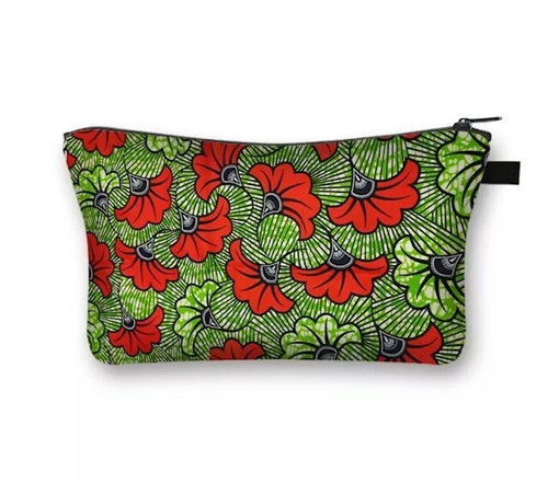 African Print Cosmetic Makeup Travel Tote Canvas Case Storage Zip Bag - Picture 17 of 22