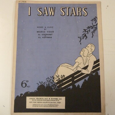 Liederblatt I SAW STARS Maurice Sigler Al Goodhart Al Hoffmann 1934
