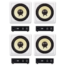 Acoustic Audio Hd-s10 Flush Mount Subwoofers With 10" Speaker And Amps 4 Pack