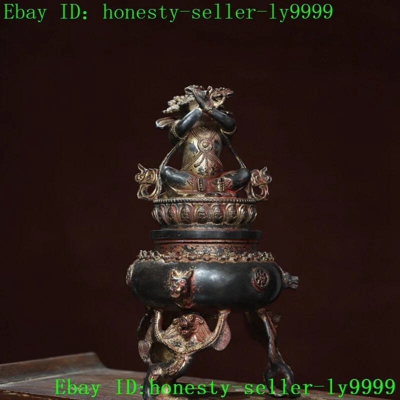 中国古美術 旧藏 西藏 仏教 銅製 吊香炉 彩绘描金 宝石嵌 藏伝工芸 古銅器 中国古美術 旧藏 西藏 仏教 銅製 吊香炉 彩绘描金 宝石嵌 藏伝