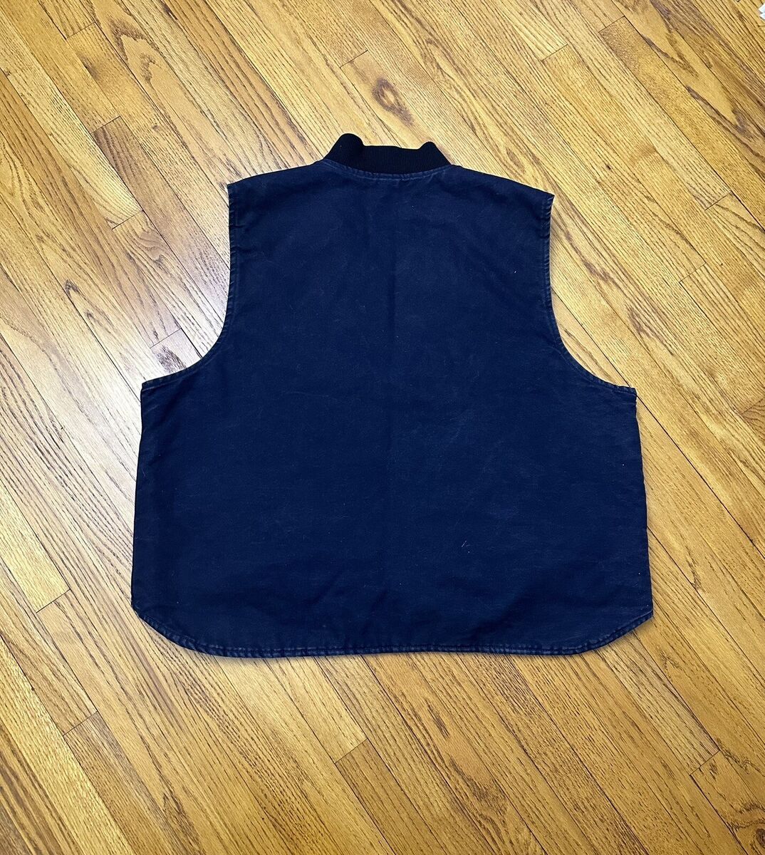 ★Carhartt Work Canvas Quilted Vest LTall Vintage Carhartt Men's Quilted Lined Canvas Workwear Vest XL