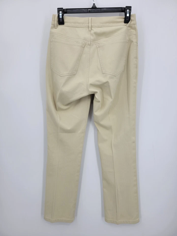 Pantalones Classiques Entier para mujer Petite 4 beige con bolsillos delanteros planos para piernas rectas Foto 2 de 4