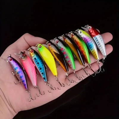 10 pcs Kinds of Fishing Lures Crankbaits Hooks Minnow Baits Tackle Crank