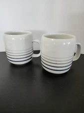 The Toscany Collection Set of 2 Mugs Cups Modern New Wave Stripe Japan 1980's