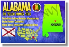 Alabama Geography - NEW U.S State Travel POSTER