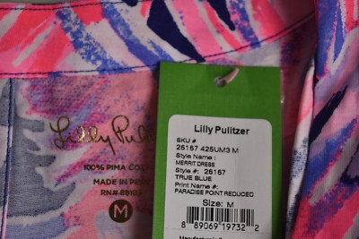 New Lilly Pulitzer Merrit Dress True Blue Paradise Point Pink