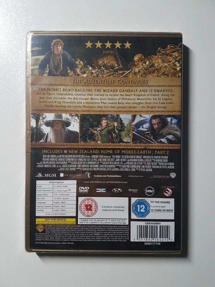 The Hobbit Desolation Of Smaug DVD NEW Fantasy Adventure RGN 2 + Free Postage - Image 2 of 2