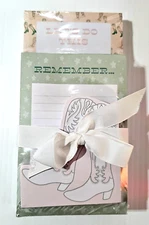 Cowgirl Boots Memo Pads Stacked Set of 3 Different Sizes in Pink & Green