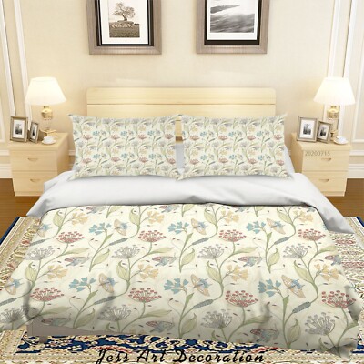 3D Floral Leaves Butterfly Pattern Quilt Cover Set Bedding Sets Pillowcases 64