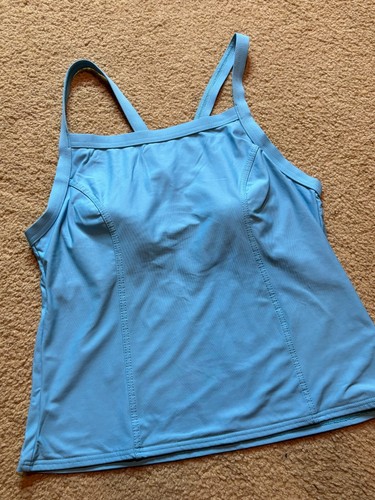 LL Bean Tankini Top Swim Turquoise Aqua Blue Spaghetti Strap Womens 8 Regular - Picture 2 of 6