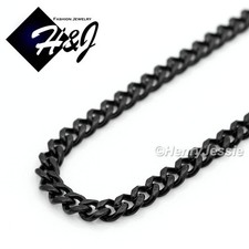 16-36"MEN WOMEN Stainless Steel 3mm Black Plated Cuban Curb Link Necklace BN133