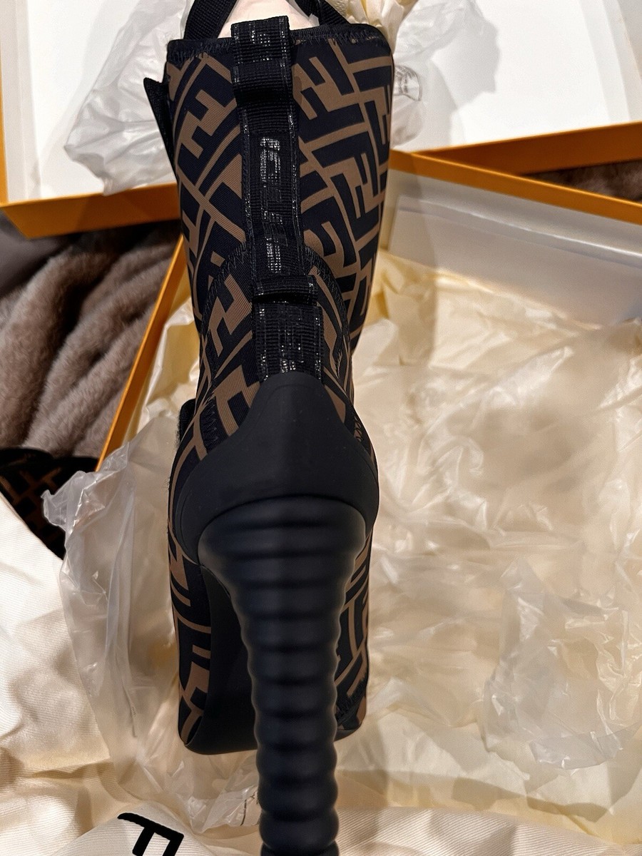 Fendi Lycra Vitello FF Logo Ankle Boots EU 38 U.S. 7.5 | eBay