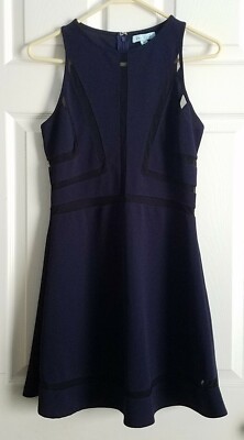 She + Sky Size M Navy Blue Cut Out Sheer Short Dress