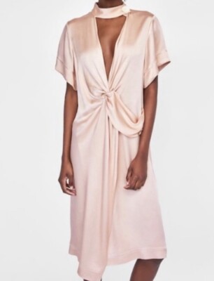 zara peach satin dress Zara Tie Dye Satin Effect Dress by Zara