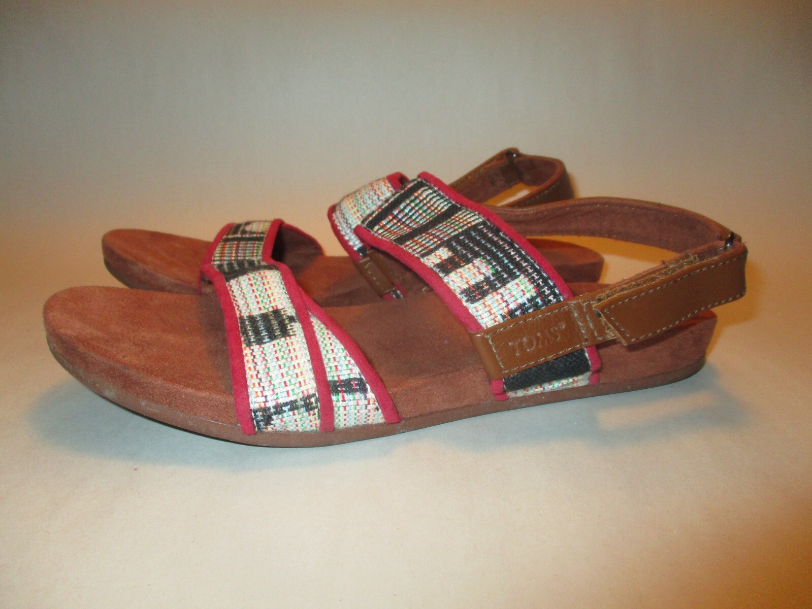 TOMS Womens size 8 Brown Western Look Soft Fabric Slingback Contour Sandals