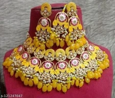 Bollywood Bridal Gold Plated Kundan Choker With Earrings And Maang Tikka Jewelry
