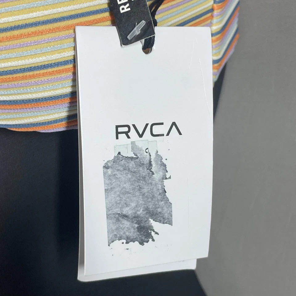 NUEVO RVCA Bikini Top Mujer Pequeño Azul Naranja Púrpura Rayas Nadar Playa Foto 3 de 4