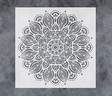 Large Prosperity Mandala Wall Stencils - 16x16 Inch Reusable for Painting Wood,