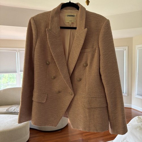 L’Agence Blazer Boucle Tweed Jacket Petal Pink Blush Women’s Size 14