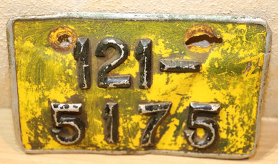 Nummernschild 121-5175 genietet gelb schwarz Autokennzeichen  Sammler Srilanka ?