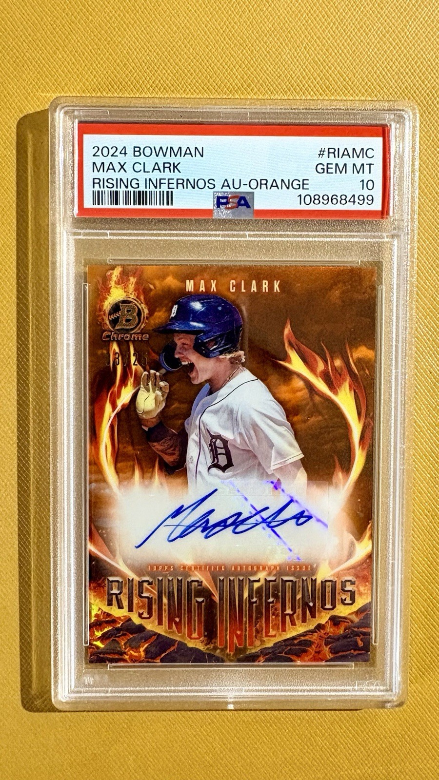 2024 Bowman Chrome Max Clark Rising Infernos Auto Orange Refractor /25 PSA 10 🔥