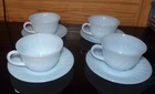 Set of 4 Vintage Fire King Delphite Blue Swirl 5 3/4" Saucers w/Coffee Cups