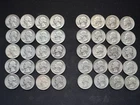 Washington Silver Quarters Various Dates 90% Silver Lot of 40 Coins Circulated