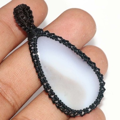 Macrame Thread Dendritic Opal Pendant 2.4'' Father's Day Gift Most Beautiful JW
