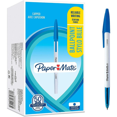 50x Paper Mate 045 Blau Kugelschreiber 1,0 mm Mittlere Spitze Glatt Schreiben Büro