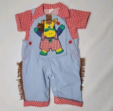 Cotton Candy Vintage Infant Farmer Costume Detachable Puppet 0-6 Months