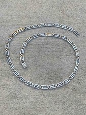 Vintage Silvertone 35" Greek Key Panel Link Belt with Hook Clasp