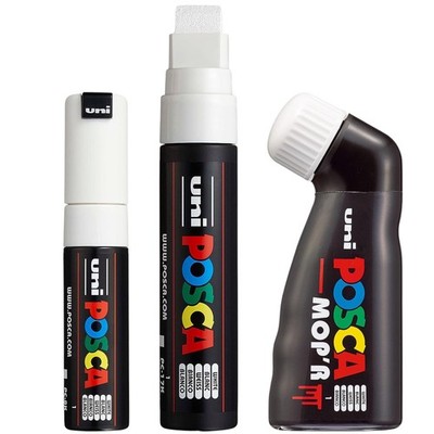 White Paint Marker Set 3 Broad Nib Pens PC-17K PC-8K MOPR 8mm 19mm 3 PCS