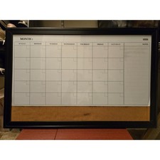 Quartet Monthly Calendar Whiteboard Cork Combination Board Black Frame 79284