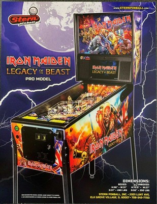 IRON MAIDEN LEGACY OF THE BEAST Pro - Stern Pinball Flyer - MINT 