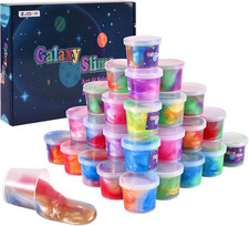 Kids Party Favors Galaxy Slime Kit, 30 Pack Bulk Rich Colorful Putty Toy, Stress