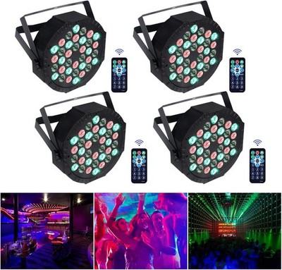 36 LED RGB Stroboskopleuchten - DMX512 - Fernbedienung - 7 Modi - 4er Pack