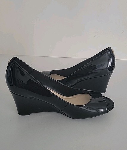 Nine West Cape Size 6.5M Wedge Pump Black Man Made Upper New - Picture 16 of 19