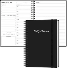 Daily Planner Undated - A5 to Do List Notebook Hourly Schedules, Spiral Appointm