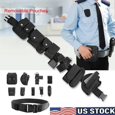 Tactical Nylon police Security Guard Duty Belt Utility Kit System w/ Pouch