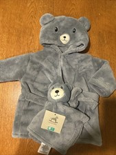 LULLABY Velvet Baby Robe & Security Blanket New W/tags Bluish/Gray