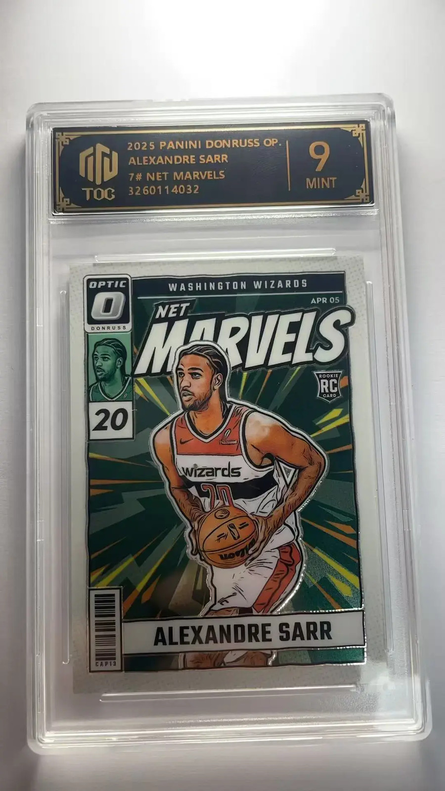 2024-25 Panini Donruss Optic Alexandre Sarr Net Marvels #7 RC TOC 9 MINT GL15