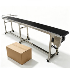 118" x 11.8'' PVC Belt Conveyor with Dual Guardrail Adjustable Speed 110V 250W