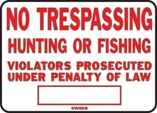 Hy-Ko Prod Co No Trespass/Hunt Sign Pack Of 12 Ss-5 Signs