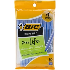 BIC Round Stic Medium Ballpoint Pens 10/Pkg-Blue