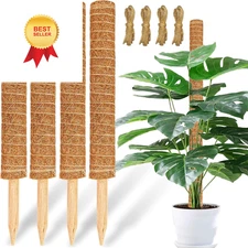 【4 Pack】 JJGoo Moss Pole, 17 inch Coco Coir Totem Poles 4 Pack 17 inch, Brown 