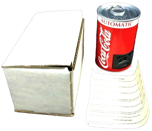 COCA-COLA Vtg Advertising Promo METAL COKE CAN Quartz Desk Clock NOS New In Box!