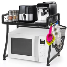 DEAYOU Extendable Microwave Oven Rack, 2-Tier Toaster Stand Utensils Storage ...